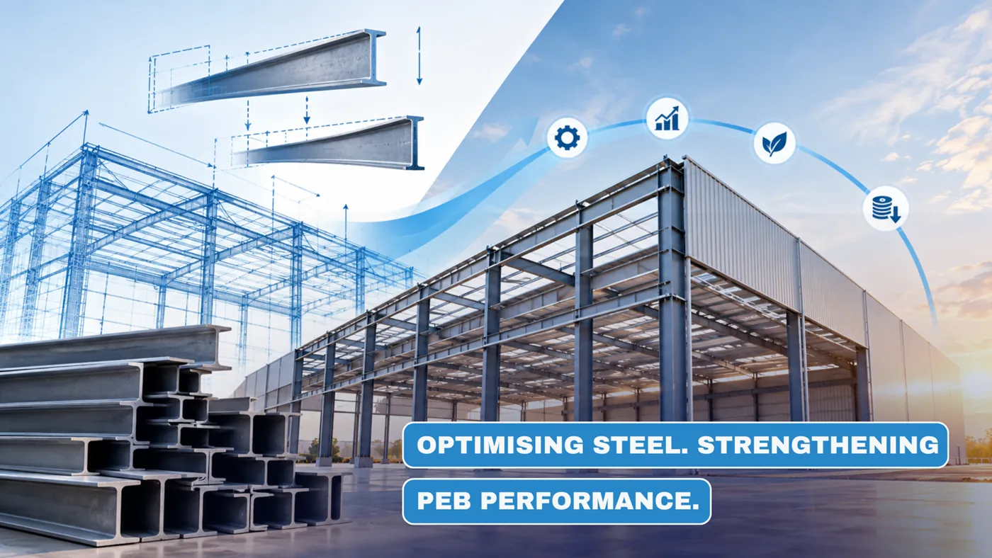 Structural optimization in a pre-engineered building to reduce steel consumption